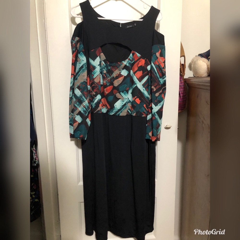 Jete cold shoulder long sleeve dress